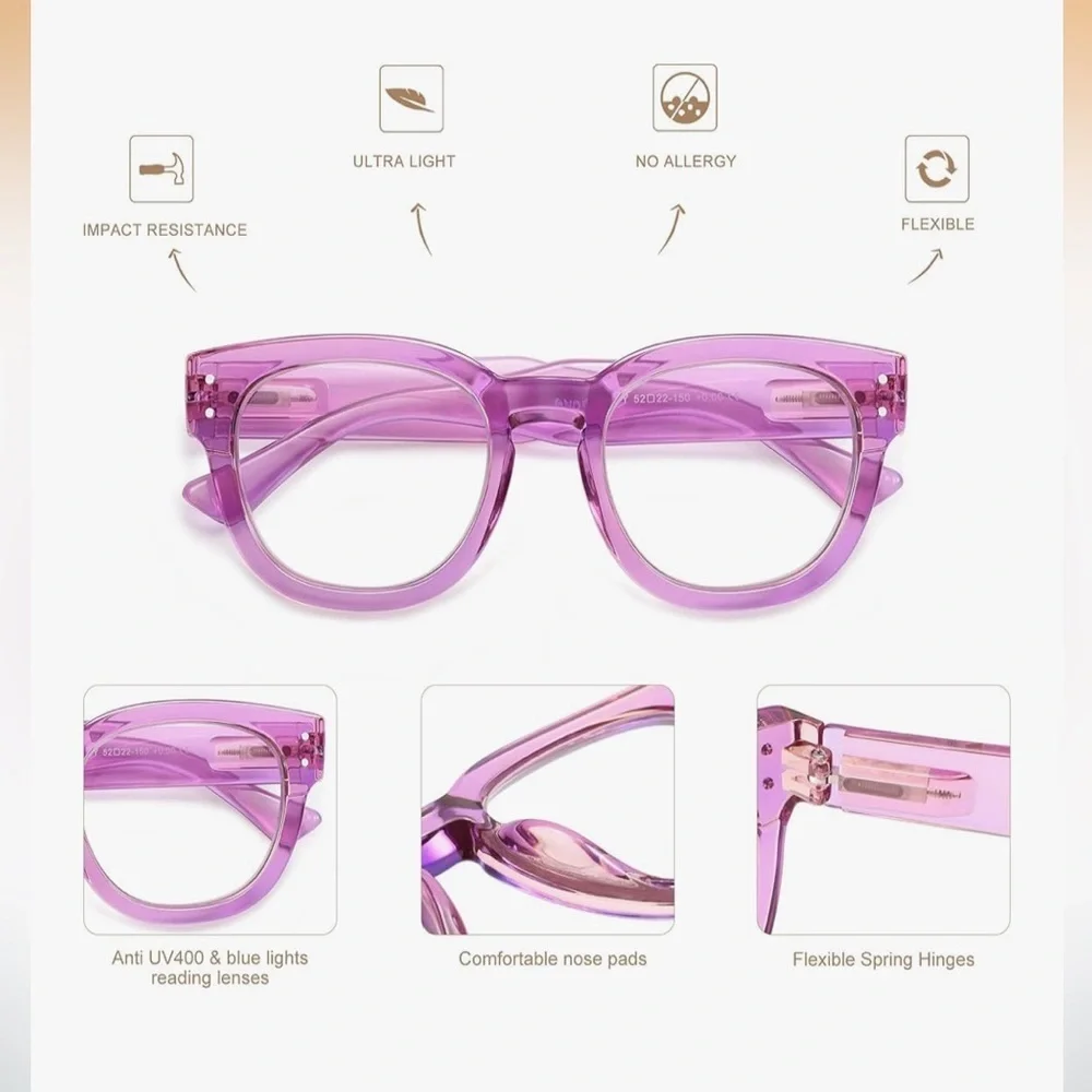 AMOMOMA 3 Pack Retro Oversized Reading Glasses 060